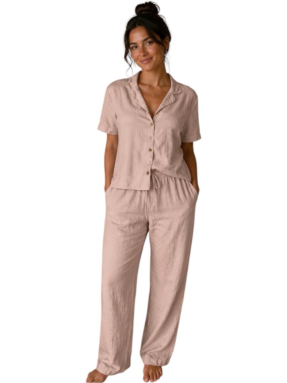 Como Satin Pajama Set Size L Champagne Loungewear Sleepwear
